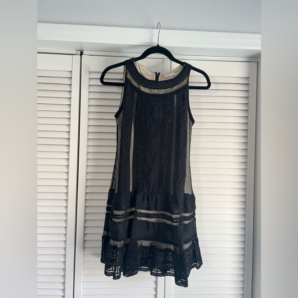 Alice + Olivia Black Wendie Drop Waist Dress
